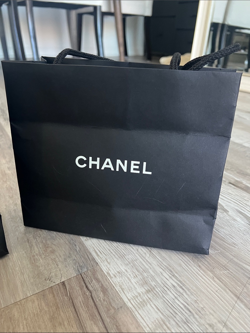 2 CHANEL Black Paper Gift Bags with White Camellia - Picture 6 of 15